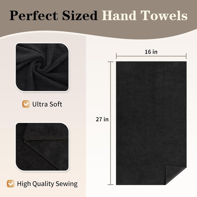 FIXSMITH Salon Towels 24 Pack, Black Hand Towels for Bathroom, Quick Dry Gym Towels, Spa Face Towel, Absorbent Microfiber Towels for Salon, Barber, Gym, Bath, Pedicure and Home Hair Care,16 x 27 in - Image 2